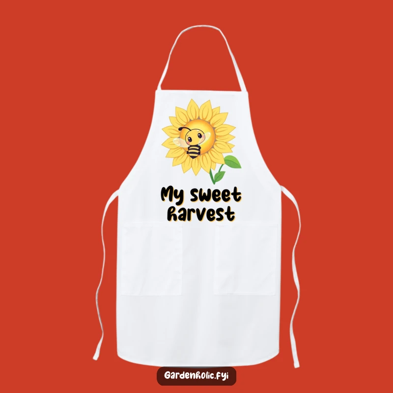 Funny Bee Sunflower Apron: Curious Buzzing, Kitchen Funny Gift for Gardeners
