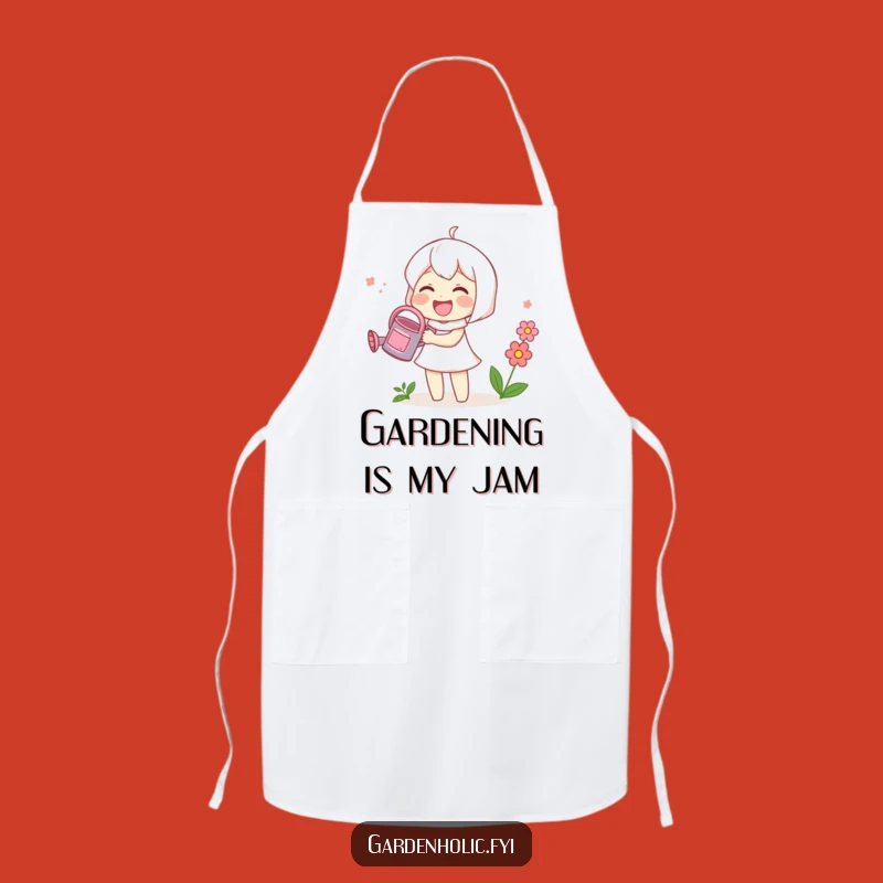 Funny Cute Gardener Apron: Character Watering Flowers, Hilarious Kitchen Gift for Plant Lovers