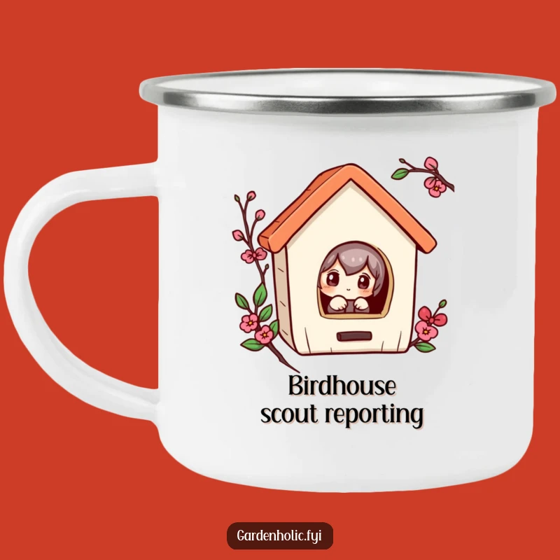 Funny Curious Peeking Birdhouse Camping Mug - Outdoor Humor Gift