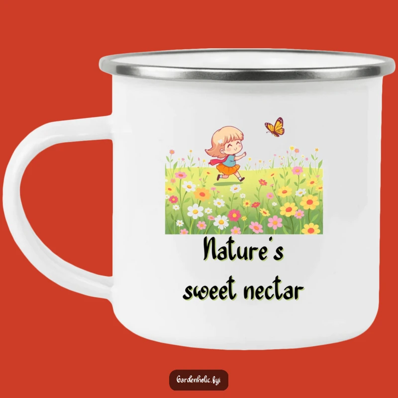 Funny Butterfly Chase Camping Mug - Adventure-Ready & Whimsical