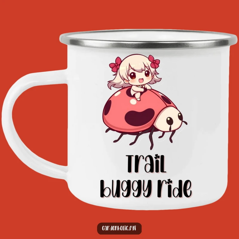 Funny Ladybug Rider Camping Mug: Outdoor Bug Adventure, Hilarious Campfire Companion, Great Funny Gift