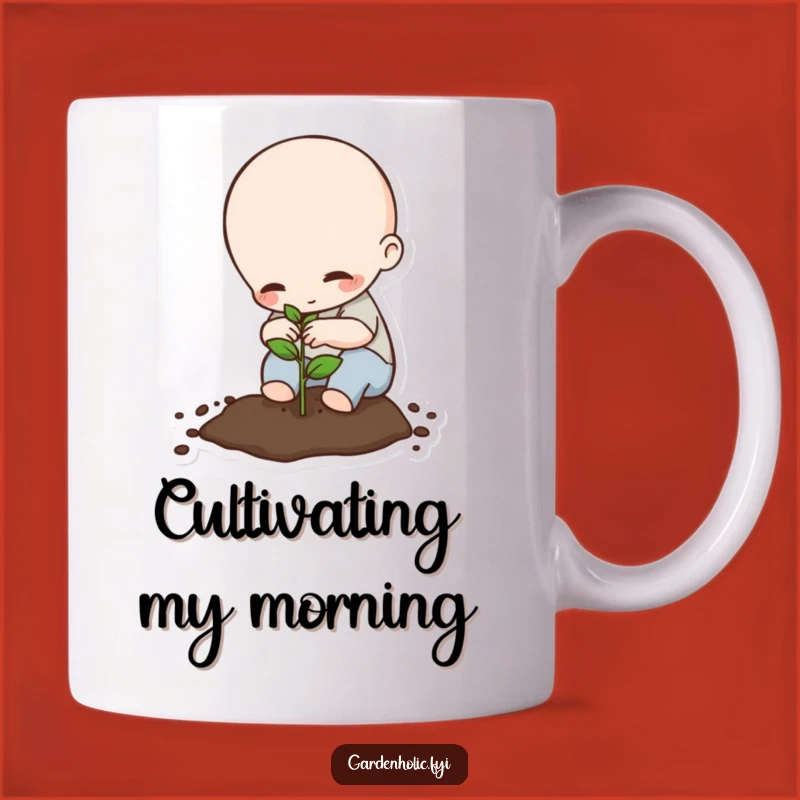 Funny Planting Mug: Tiny Being Sowing Seeds, Hopeful Humorous Gift for Gardeners!