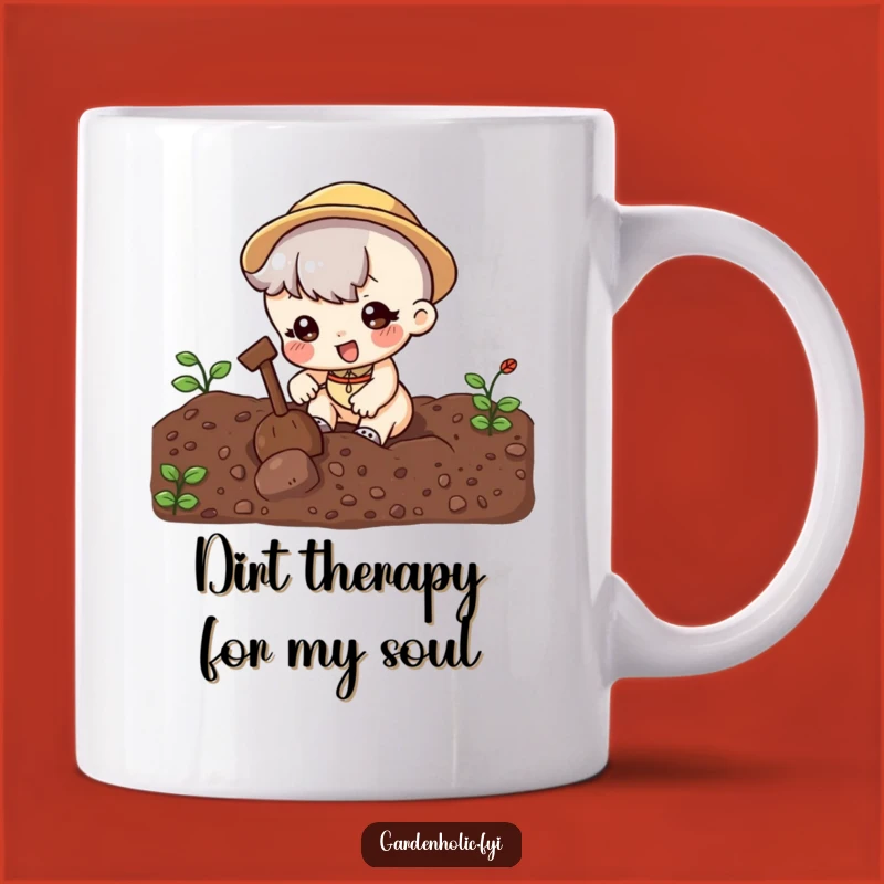 Funny Gardener Mug: Cute Character Digging Soil, Perfect Humorous Gift for Plant Lovers!