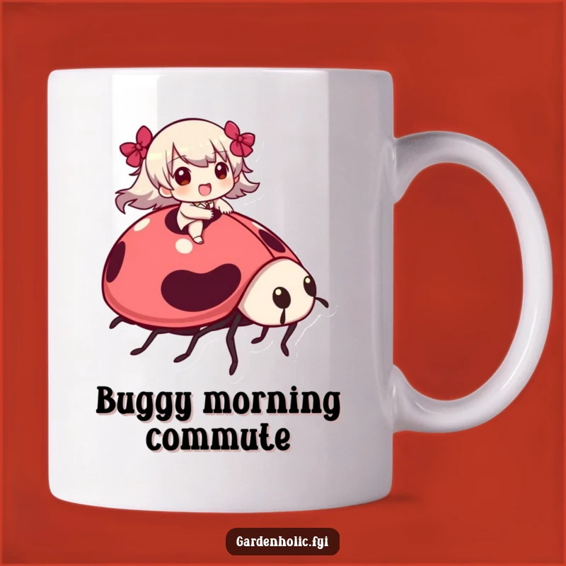 Funny Ladybug Rider Mug: Joyful Bug Adventure Art, Whimsical Insect Lover, Perfect Funny Gift