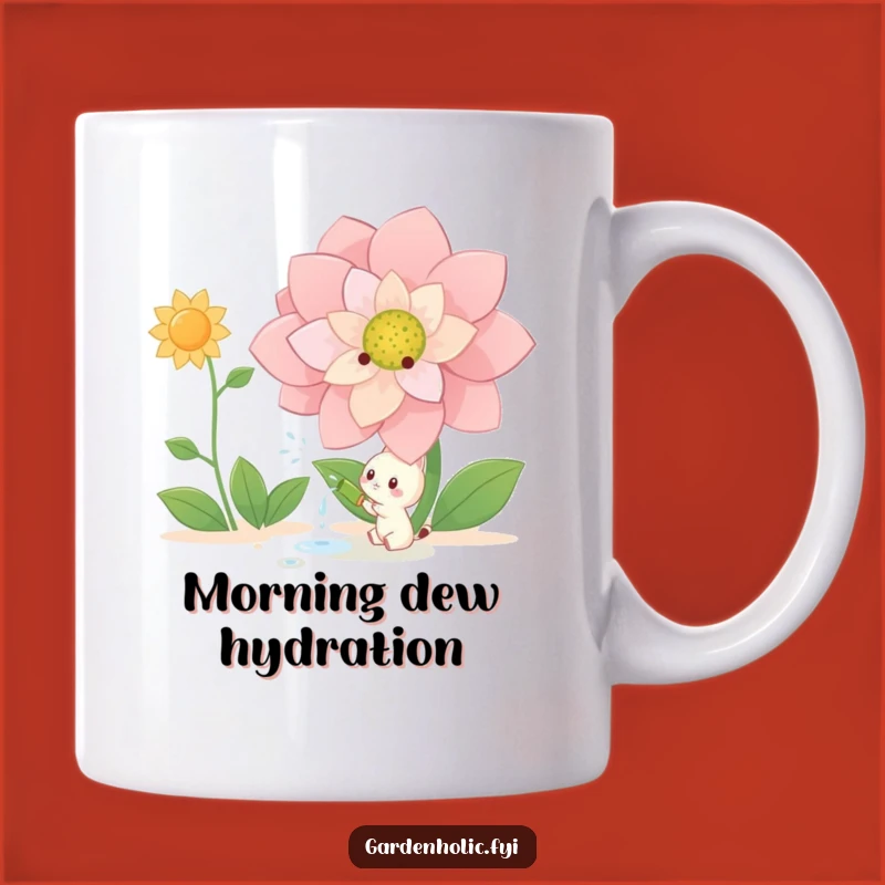 Funny Watering Mug: Creature Tending Giant Flower, Whimsical Humorous Gift for Gardeners!