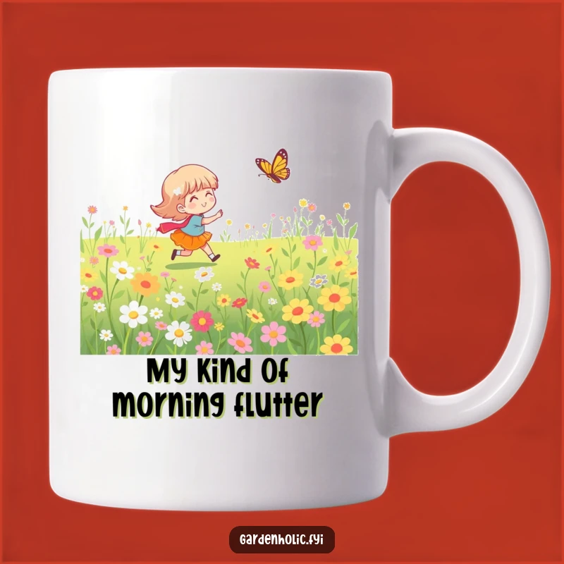 Funny Flower Field Butterfly Chase Mug - Perfect Gift for Nature Lovers