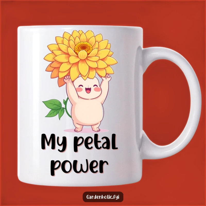 Funny Chubby Gardener Mug: Character with Giant Flower, Hilarious Gift for Plant Lovers