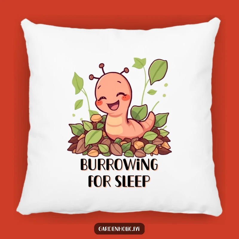 Funny Earthworm Digging Leaves Pillow: Cozy Garden Accent, Perfect Gift