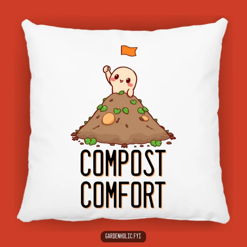 Funny Compost Pillow: Tiny Flag Accent, Cozy Garden Decor, Charming Funny Gift