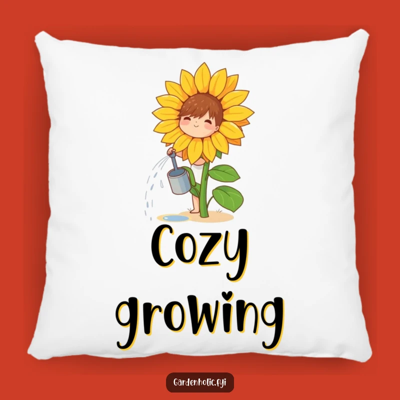 Funny Gardener Pillow: Cozy Sunflower Comfort, Soft Plant Gift Pillow