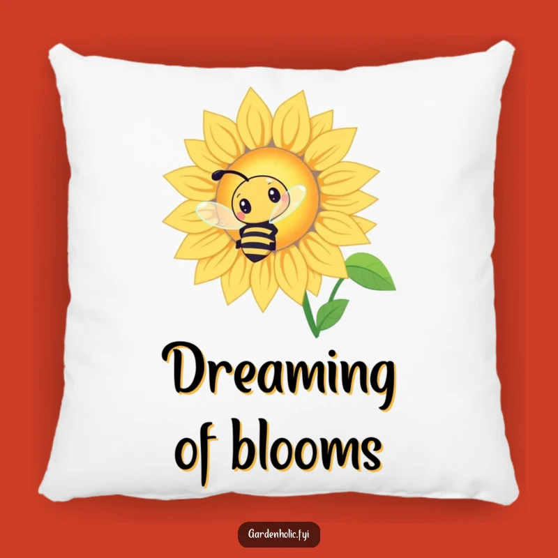 Funny Bee Sunflower Pillow: Curious Buzzing, Cozy Comfy Funny Gift