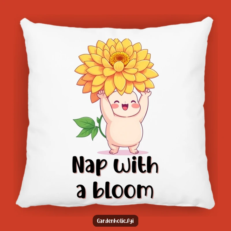 Funny Flower Pillow: Chubby Character with Giant Bloom, Cozy & Hilarious Decor Gift
