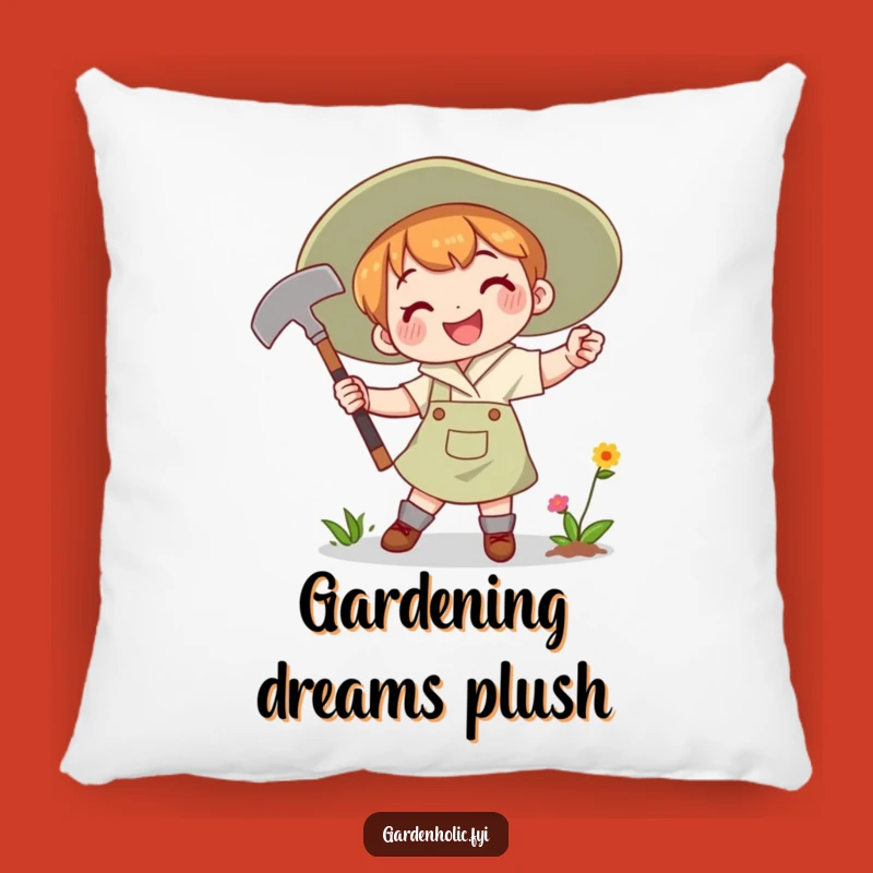 Funny Pillow: Joyful Gardener, Hoe Swinger Cushion, Ideal Funny Gift