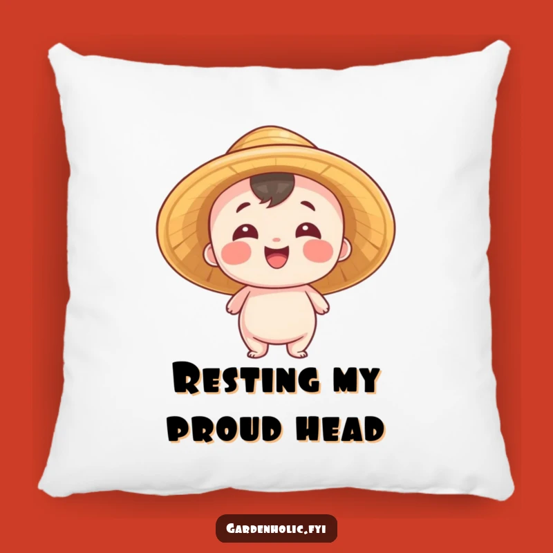 Funny Proud Pillow: Cozy Entity Straw Hat Comfort, Humorous Gift for Achievers!