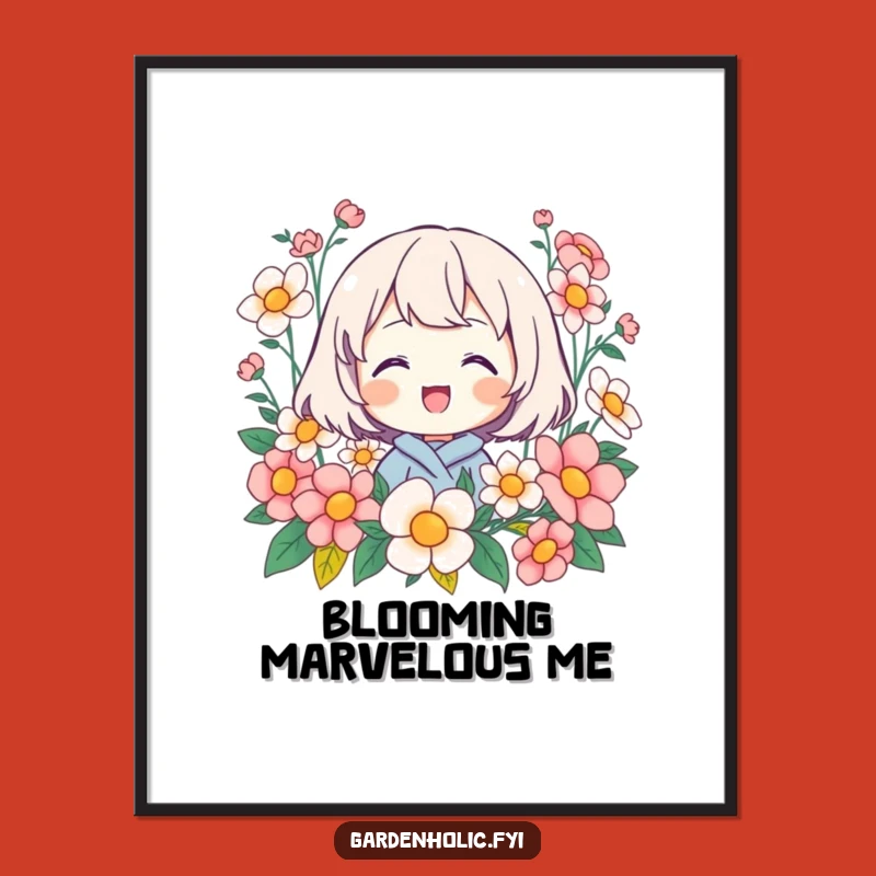 Funny Flower Digital Art: Beaming Character Print for Instant Floral Joy