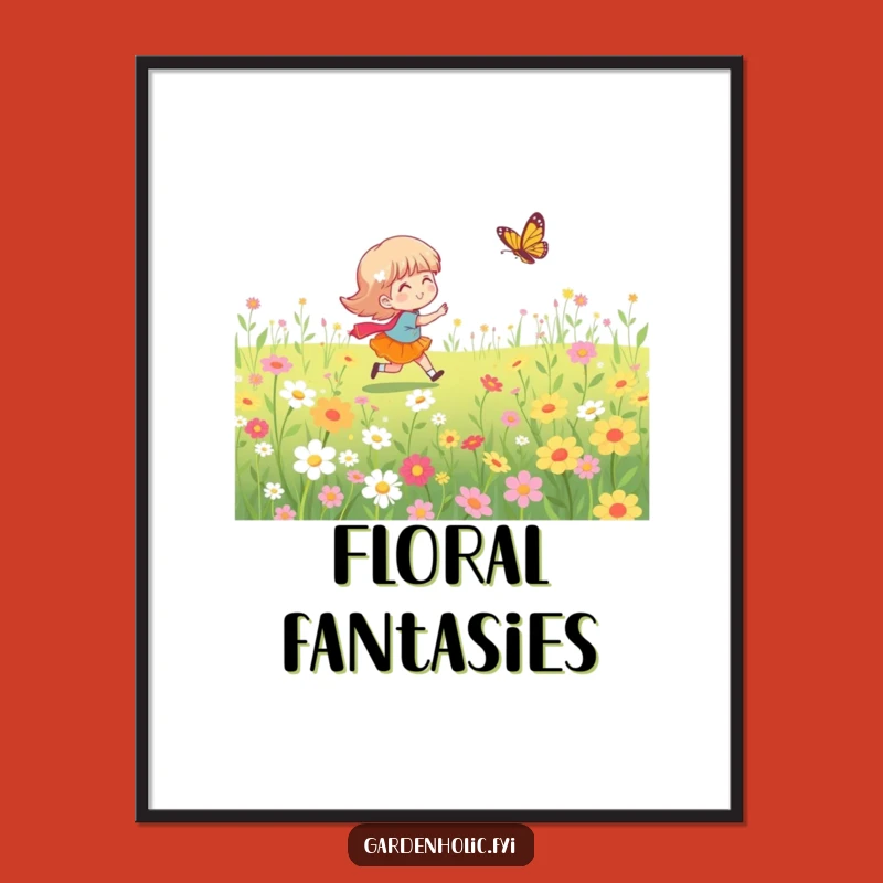 Funny Butterfly Chase Digital Art - Instant Whimsical Wall Decor