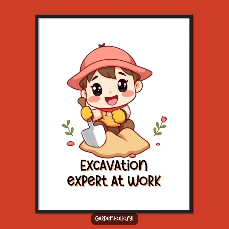 Funny Gardener Digital Art: Mini Shovel Digging, Instant Funny Gift for Diggers