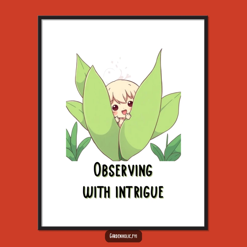 Funny Plant Peeker Digital Art - Instant Character Hiding, Downloadable Funny Gift for Decor