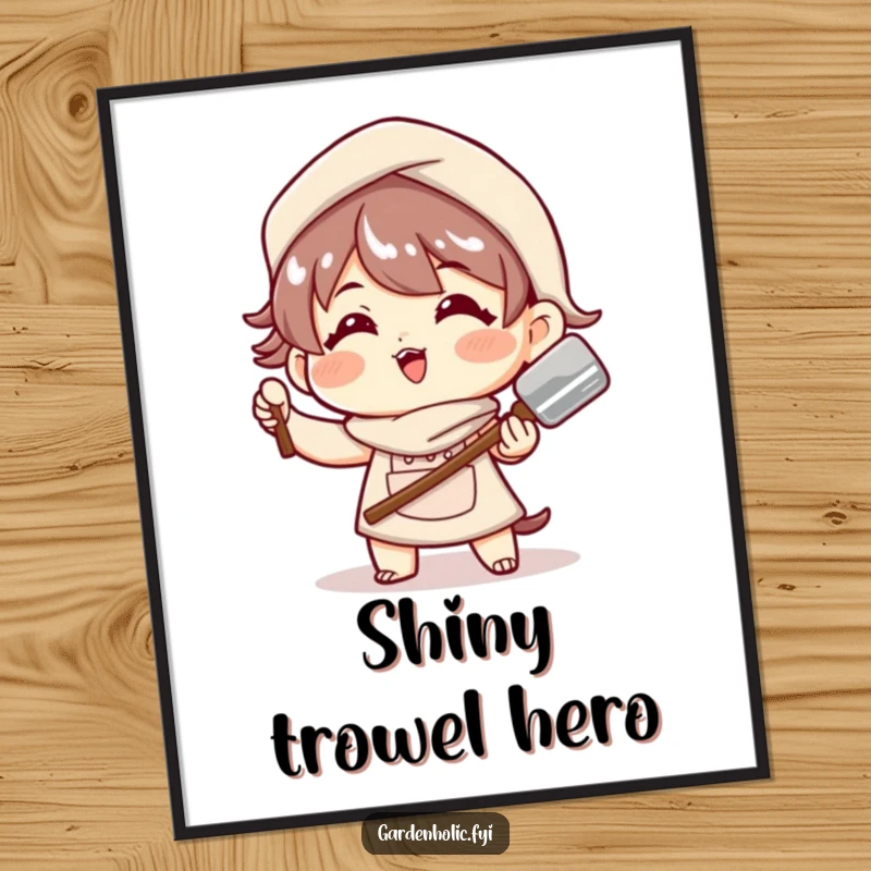 Funny Digital Art: A character poses playfully with a shiny trowel, creating a dynamic and humorous visual.