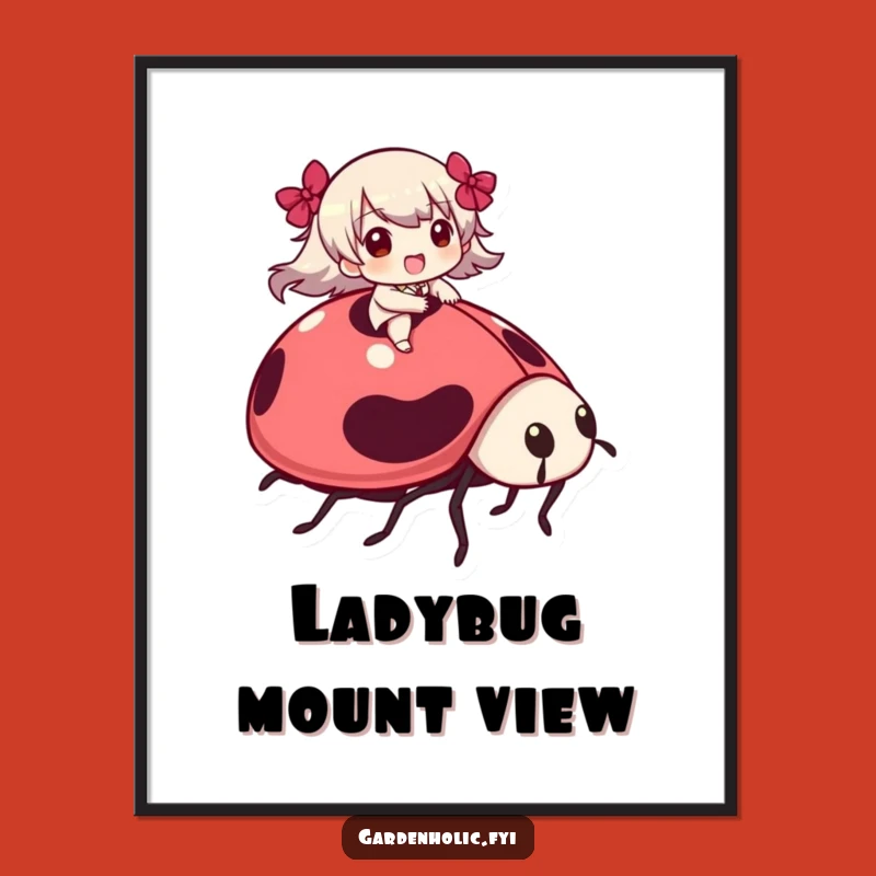 Funny Ladybug Rider Digital Art: Printable Whimsical Decor, Hilarious Bug Wall Art, Instant Funny Gift