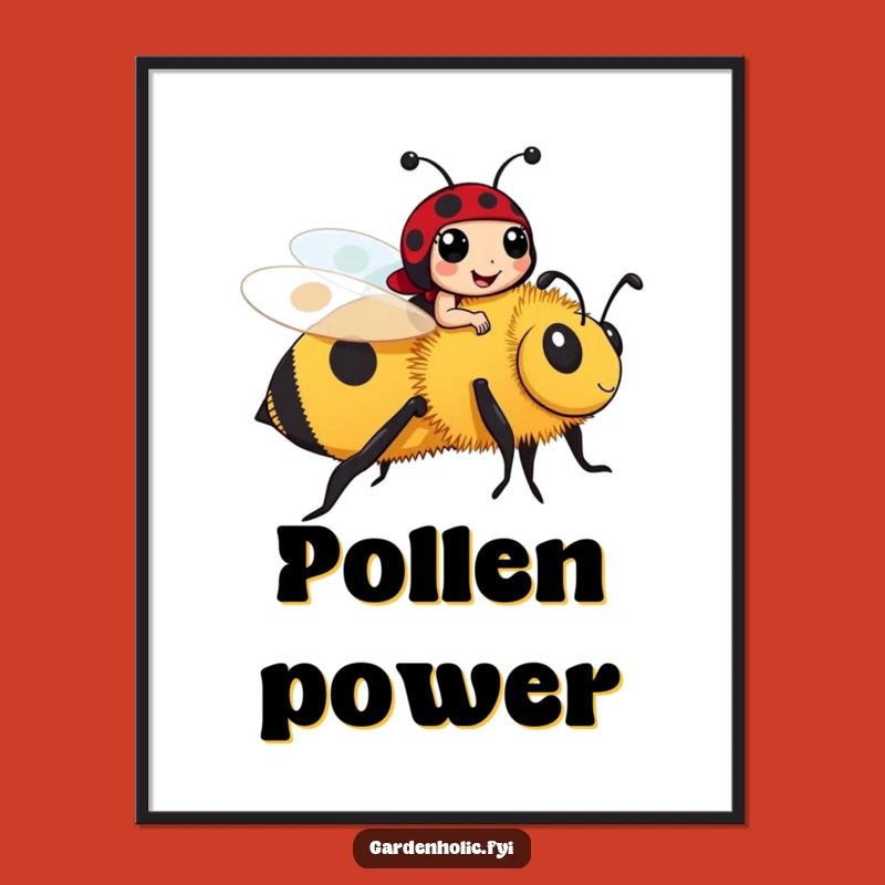 Funny Ladybug Riding Bee Digital Art: Instant Insect Charm, Perfect Gift