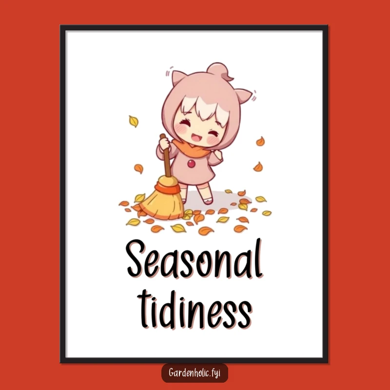 Funny Leaf Sweeper Digital Art - Instant Cleaning Art, Downloadable Funny Gift for Decor