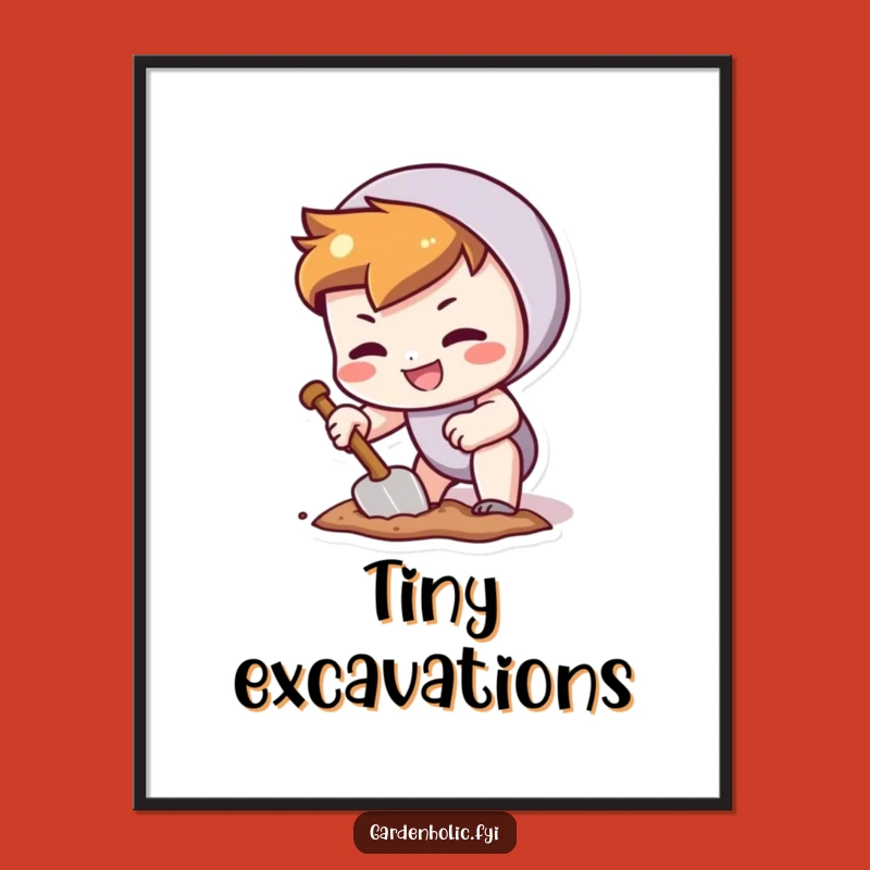 Funny Digger Art Print: Determined Digging Scene, Instant Download Hobby Gift