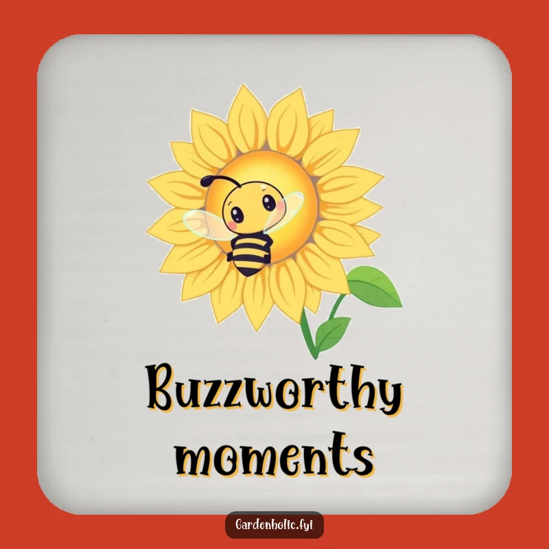 Funny Bee Sunflower Coasters: Curious Buzzing, Set Funny Gift for Tables