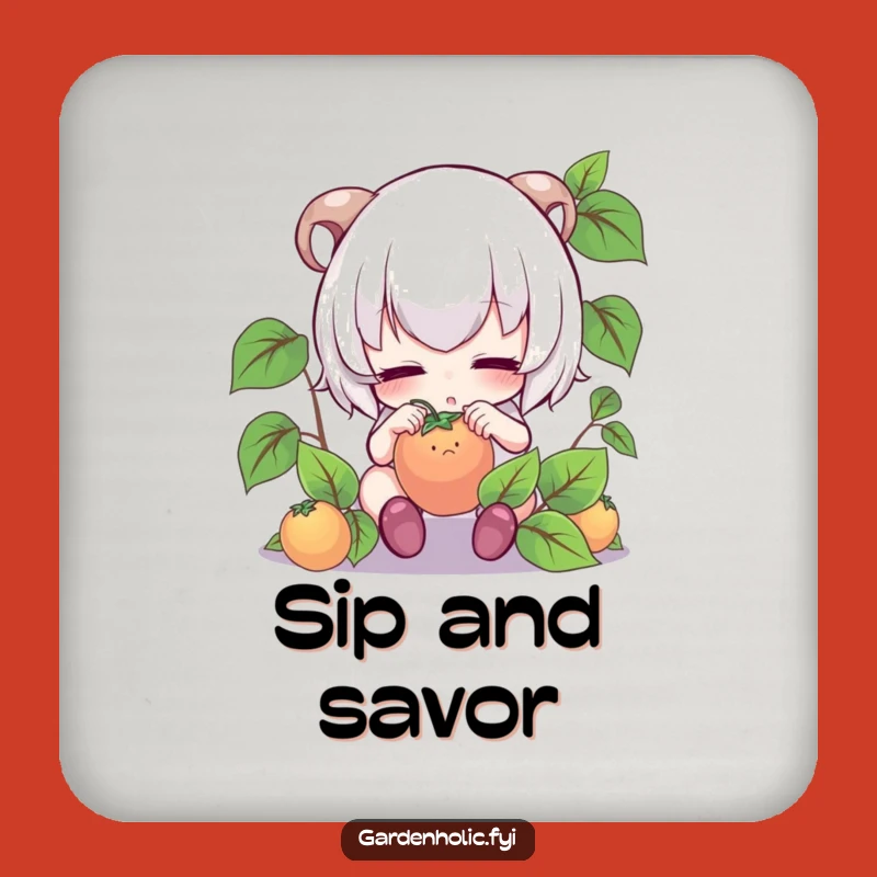 Funny Gardener Coaster: Focused Character's Tiny Fruit Accessory