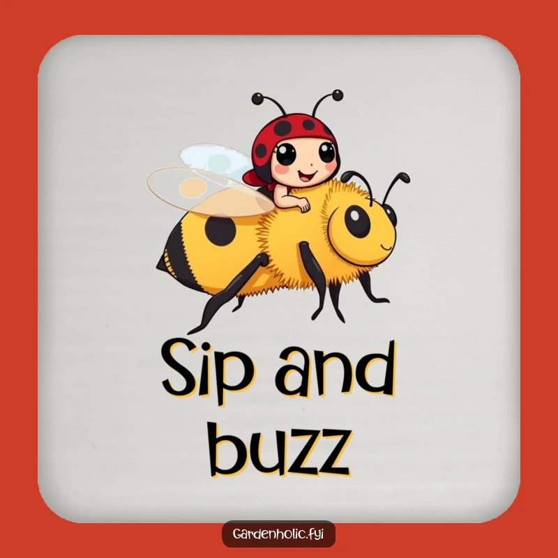 Funny Ladybug Riding Bee Coaster: Cute Insect Protection, Perfect Gift