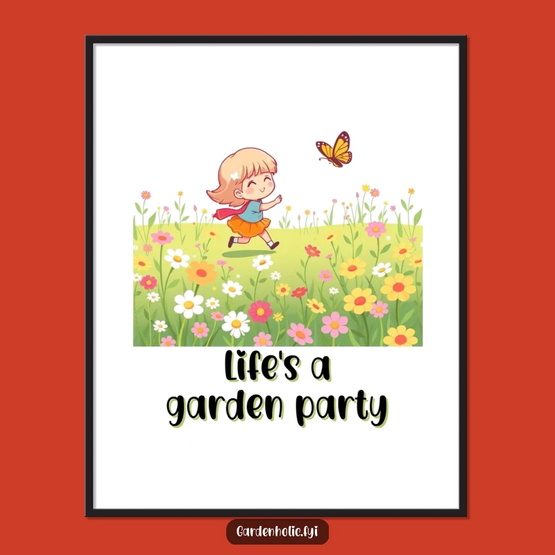 Funny Butterfly Chase Poster - Whimsical Art Print for Joyful Spaces