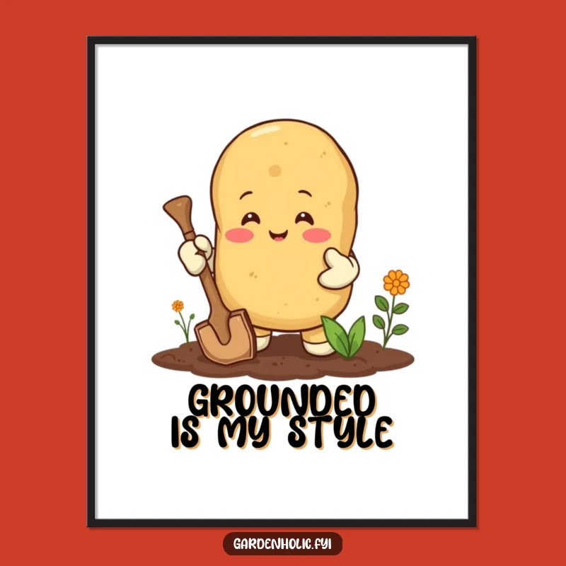 Funny Happy Potato Poster: Enthusiastic Gardener Wall Art Gift for Spud Lovers