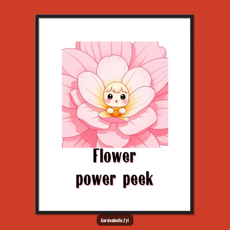Funny Poster: Giant Flower Peeker, Whimsical Art, Perfect Funny Gift