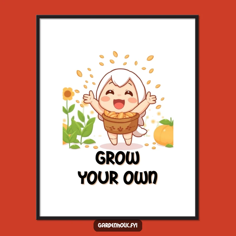 Funny Poster: Joyful Harvest Seed Shower, Nature Art Funny Gift