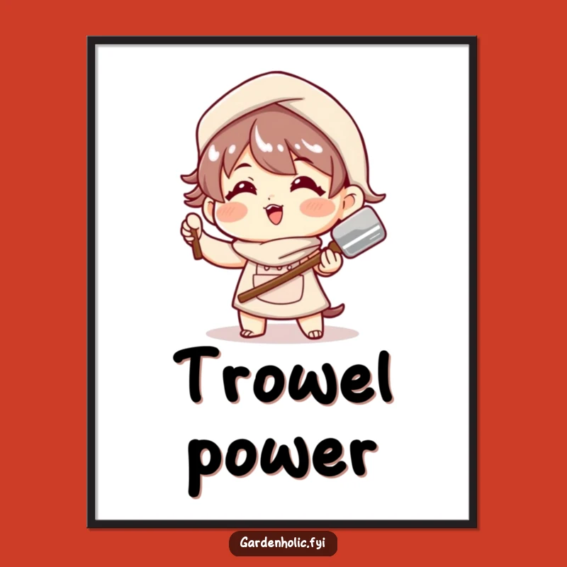 Funny Trowel Play Poster: Energetic Gardener Art, Whimsical Wall Decor, Cherished Funny Gift