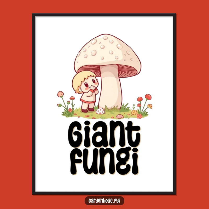 Funny Mushroom Discovery Poster: Giant Fungi Art, Whimsical Nature Decor, Cherished Funny Gift