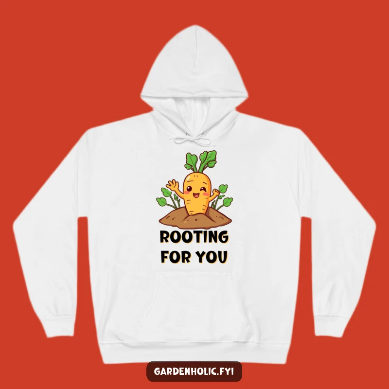 Funny Carrot Hoodie: Joyful Wave from Soil, Cozy Funny Gift for Veggie Fans