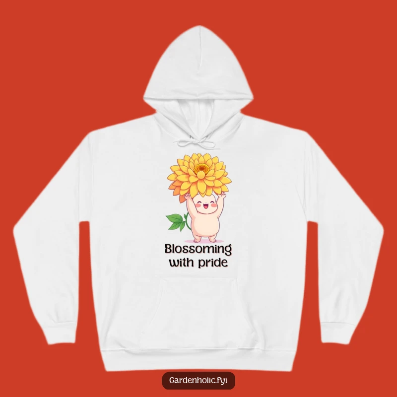 Funny Cozy Flower Hoodie: Chubby Character with Giant Bloom, Warm & Hilarious Gift