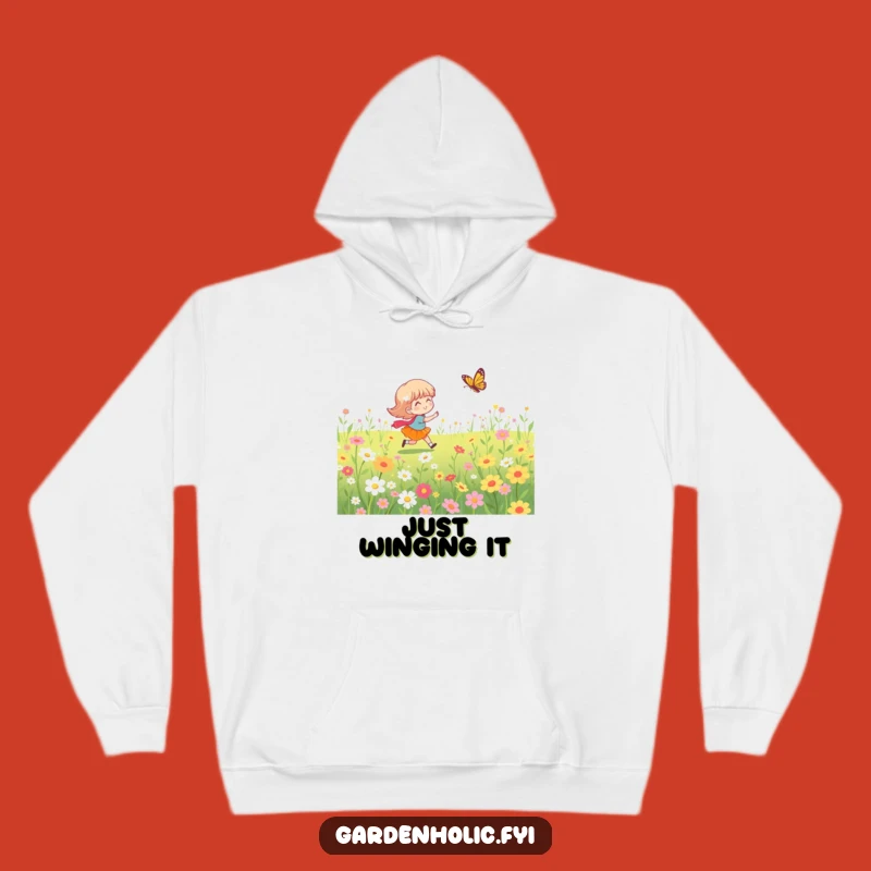 Funny Flower Field Butterfly Hoodie - Cozy & Whimsical Gift Idea