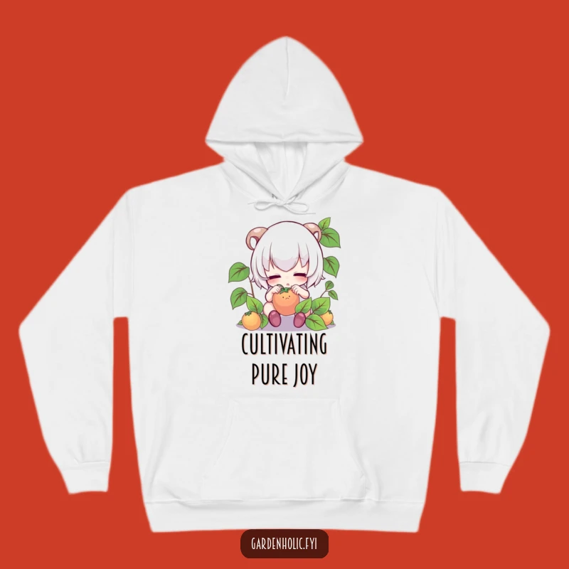 Funny Gardener Hoodie: Focused Character Tending Tiny Fruit Comfort