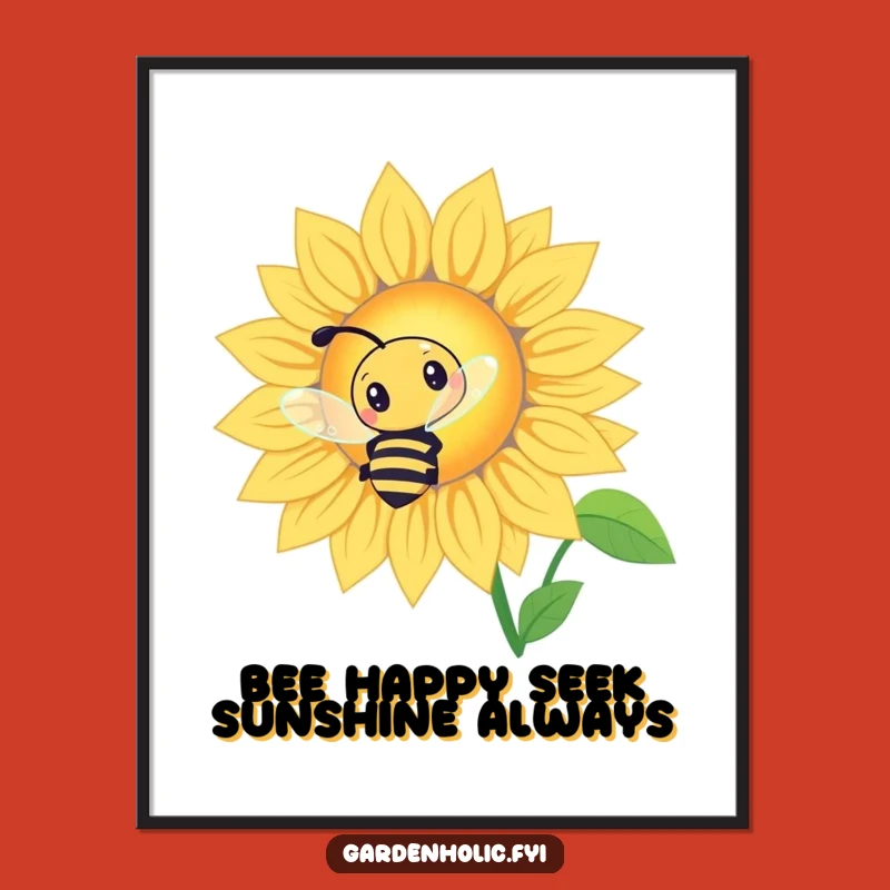 Funny Free Printable Wall Art: Bee & Sunflower, Whimsical Downloadable Nature Decor