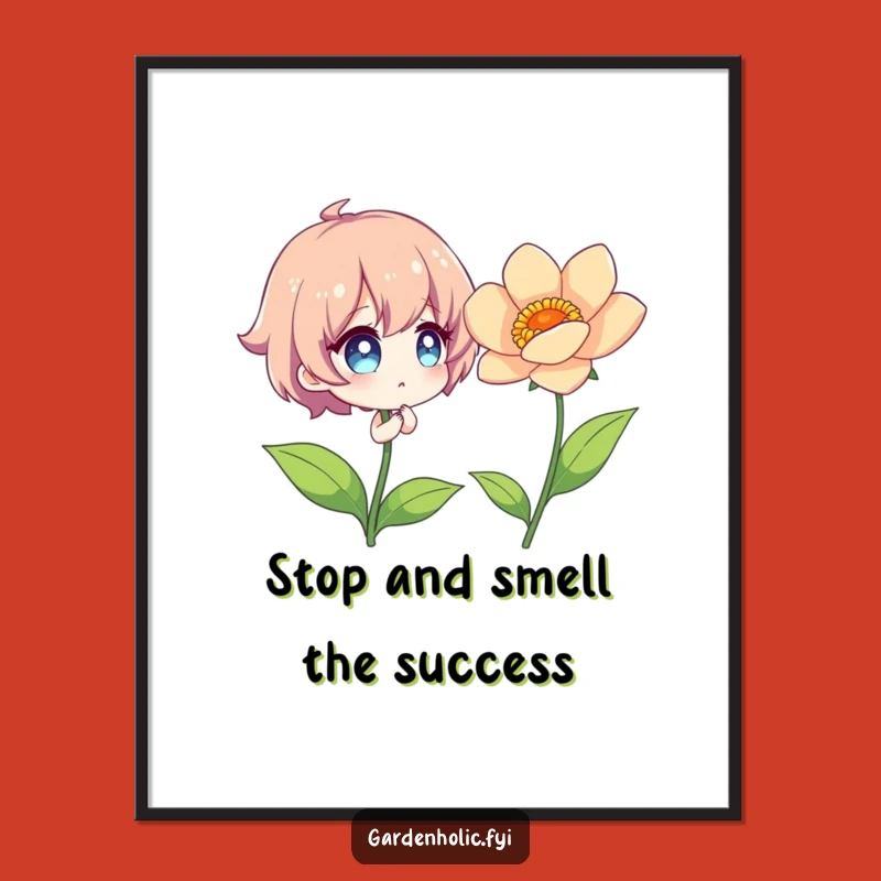 Funny Free Printable Wall Art: Flower Admirer Character, Humorous Downloadable Decor