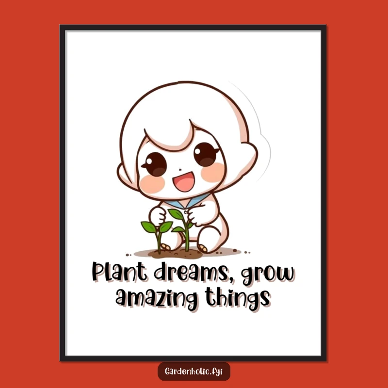 Funny Free Printable Wall Art: Small Character Planting Seeds, Downloadable Art for Inspiration!