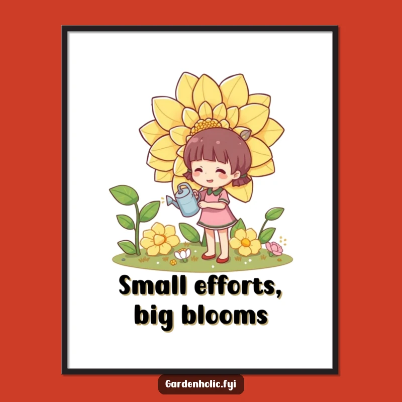 Funny Free Printable Wall Art: Tiny Watering Can, Giant Flower, Quirky DIY Decor