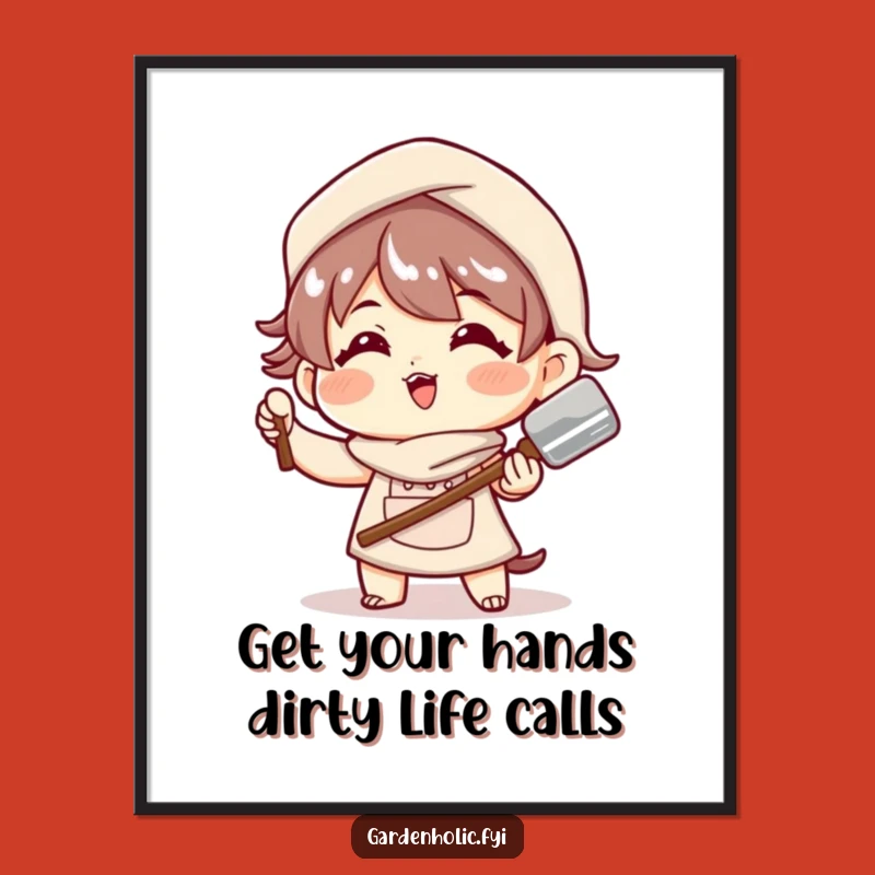 Free Printable Wall Art: Funny Gardener Trowel Pose Character for Playful Home Decor