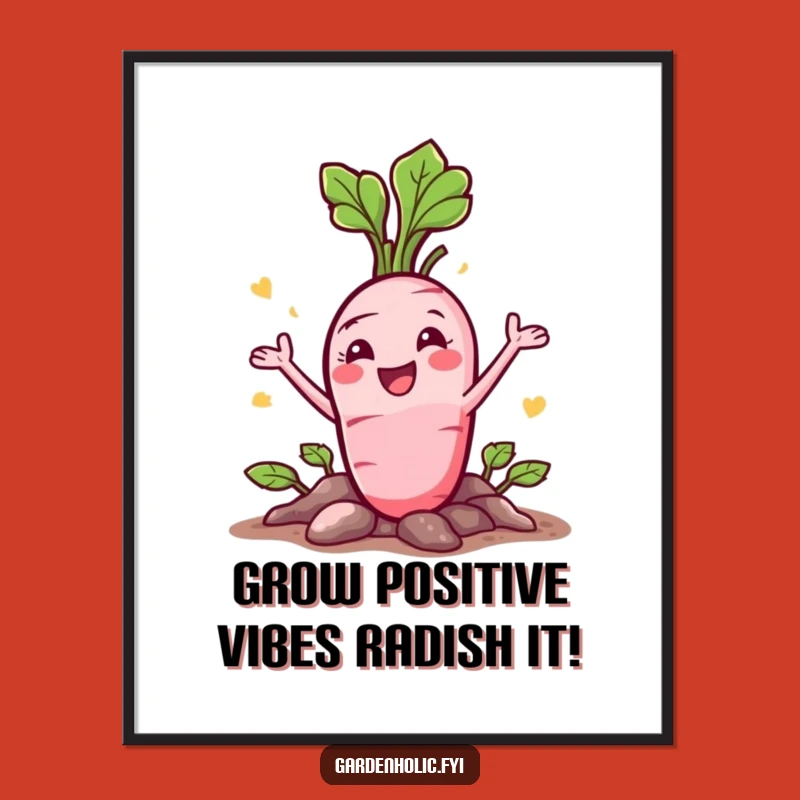Funny Free Printable Wall Art: Radish Bursting Character, Whimsical Downloadable Decor