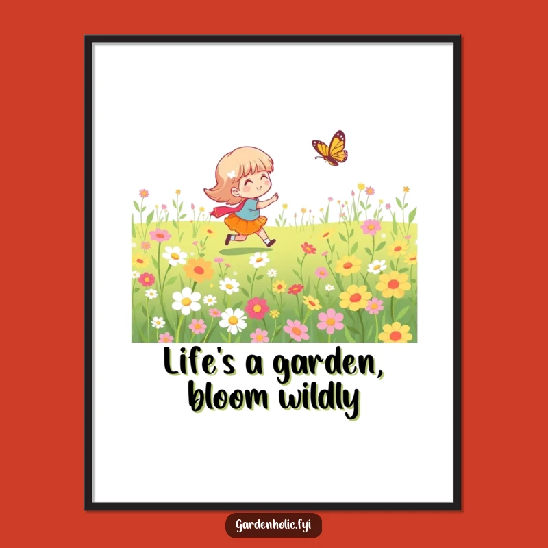 Free Printable Wall Art: Funny Flower Chase Downloadable Decor, Add Whimsy to Your Space