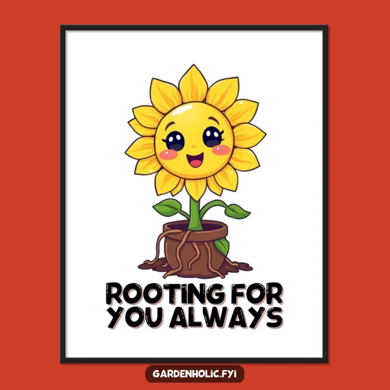 Funny Free Printable Wall Art: Enthusiastic Sunflower Roots Digging, Downloadable Home Decor