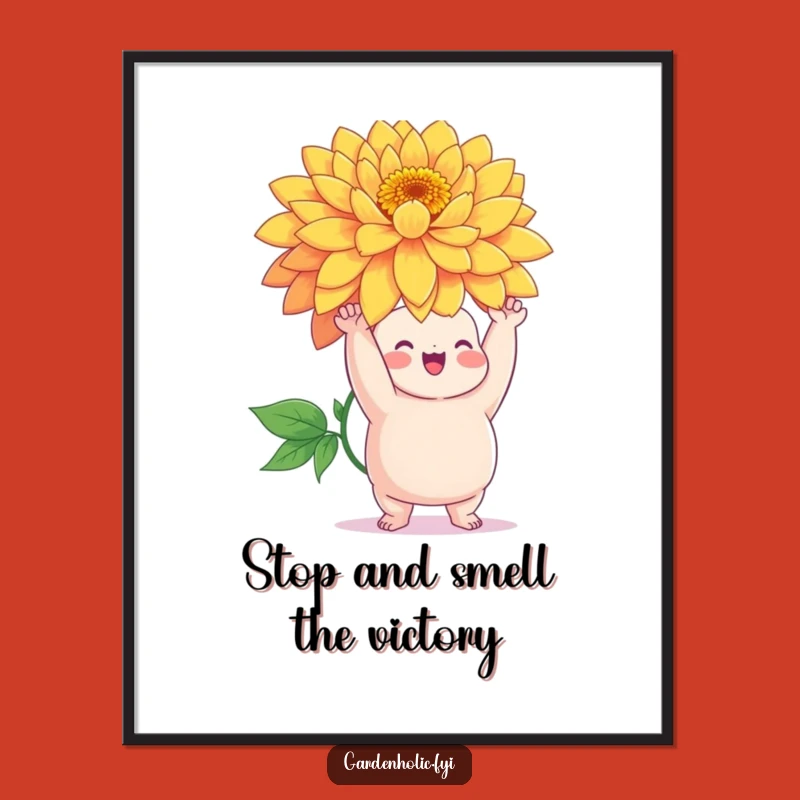Funny Free Printable Wall Art: Chubby Character with Flower, Downloadable Art for Joy!