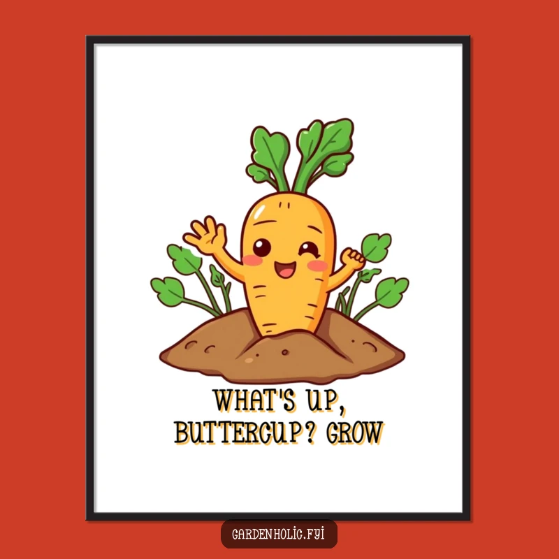 Funny Free Printable Wall Art: Carrot Character Wave, Whimsical Downloadable Decor